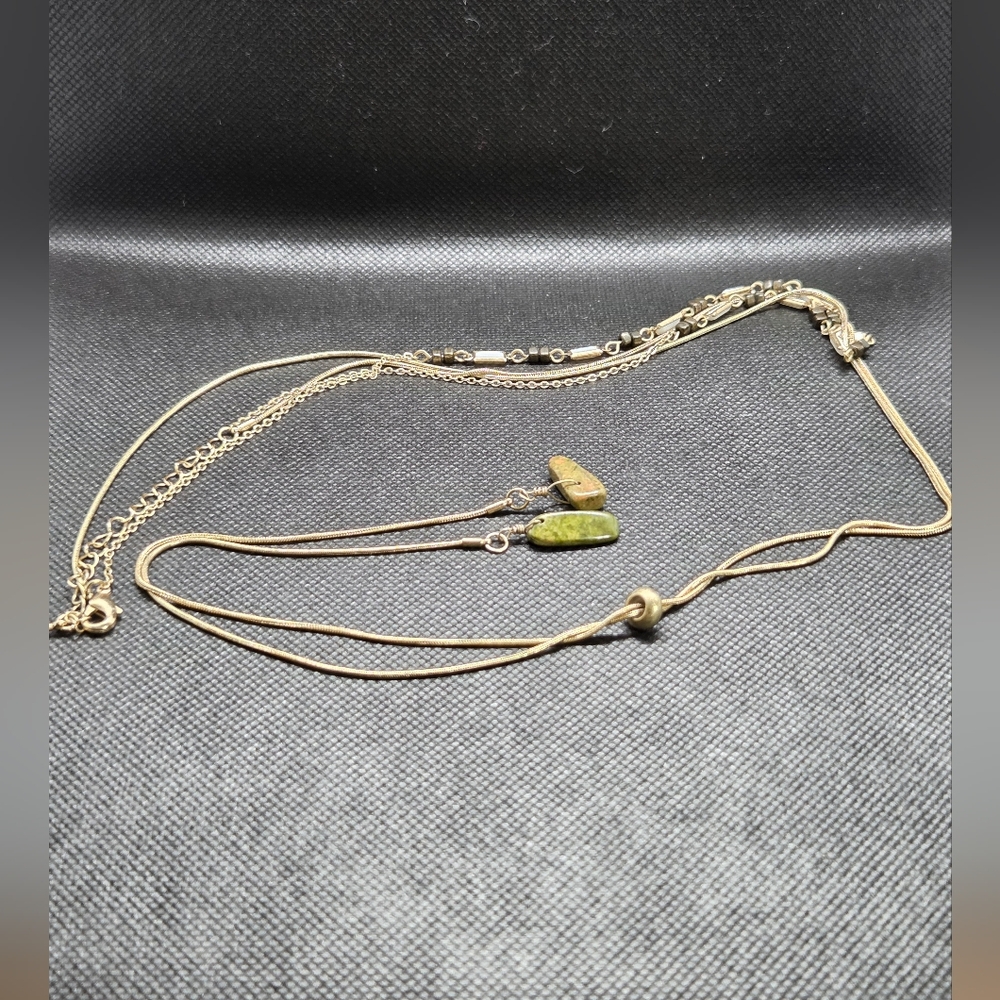 Gold and Natural Stone 2 Strand Necklace ☠️3 For $20 Item